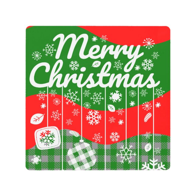 Christmas Metal Wall Art – White Ornaments  メタルプリント (正面)