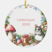 Christmas Mice and Mushrooms Whimsical  セラミックオーナメント (裏面)