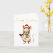 Christmas Mice Card カード (黄色い花)
