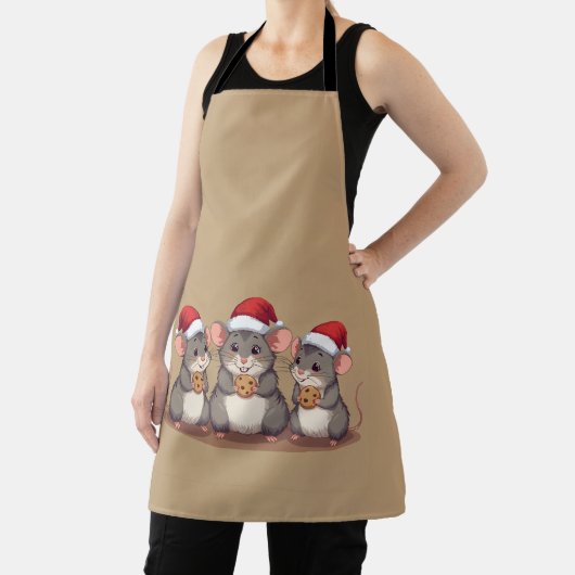 Christmas Mice Eating Santa's Cookies, Apron エプロン (インサイチュ)