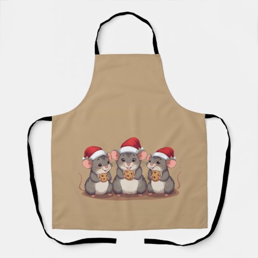 Christmas Mice Eating Santa's Cookies, Apron エプロン (正面)