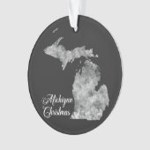 Christmas Michigan State Map Snowflakes オーナメント (正面)