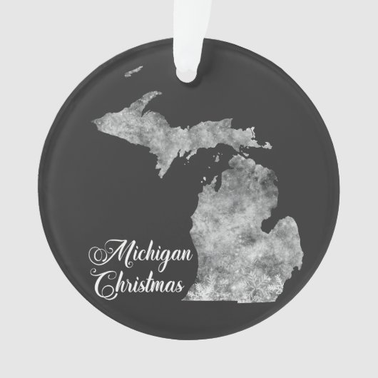 Christmas Michigan State Map Snowflakes オーナメント (正面)