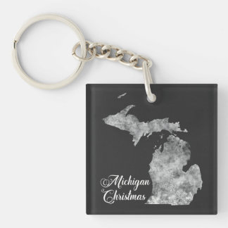 Christmas Michigan State Map Snowflakes キーホルダー