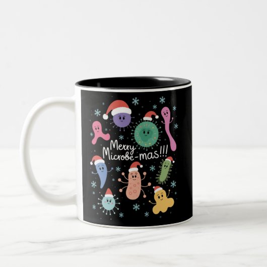 Christmas Microbiology Science Teacher Microbe ツートーンマグカップ (左)