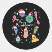Christmas Microbiology Science Teacher Microbe ラウンドシール (正面)