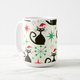 Christmas Mid Century Retro Atomic Cats  コーヒーマグカップ