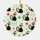 Christmas Mid Century Retro Atomic Cats セラミックオーナメント (正面)