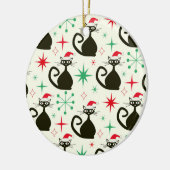 Christmas Mid Century Retro Atomic Cats セラミックオーナメント (左)