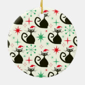 Christmas Mid Century Retro Atomic Cats セラミックオーナメント (裏面)