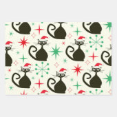 Christmas Mid Century Retro Atomic Cats  ラッピングペーパーシート (正面2)
