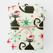 Christmas Mid Century Retro Atomic Cats  ラッピングペーパーシート (インサイチュ)