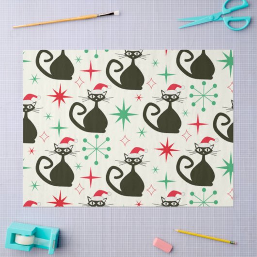 Christmas Mid Century Retro Atomic Cats  薄葉紙 (クラフト)