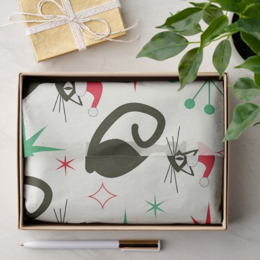 Christmas Mid Century Retro Atomic Cats  薄葉紙 (ギフト)
