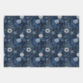 Christmas Midnight Blue and White Winter Gift ラッピングペーパーシート (正面)