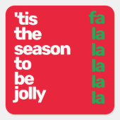 Christmas minimal custom modern party red green スクエアシール (正面)