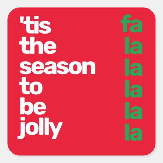 Christmas minimal custom modern party red green スクエアシール (正面)