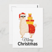 Christmas Minimalist Funny Disco Santa Llama ポストカード (正面/裏面)