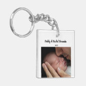 Christmas Miracle Daddy & Baby Photo Birth Stats キーホルダー (正面左)