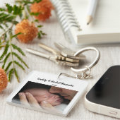 Christmas Miracle Daddy & Baby Photo Birth Stats キーホルダー (正面右)