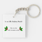 Christmas Miracle Daddy & Baby Photo Birth Stats キーホルダー (裏面)