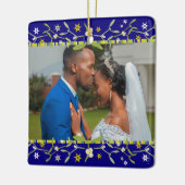 Christmas mistletoe blue photo ornament セラミックオーナメント (左)
