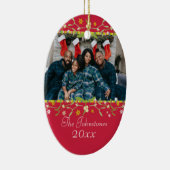 Christmas mistletoe red ornament own photo セラミックオーナメント (右)