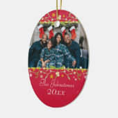 Christmas mistletoe red ornament own photo セラミックオーナメント (左)