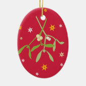 Christmas mistletoe red ornament own photo セラミックオーナメント (裏面)