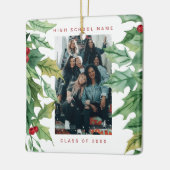 Christmas Mistletoe School College Photo セラミックオーナメント (左)