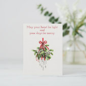 Christmas Mistletoe, watercolor Christmas  シーズンポストカード (スタンド正面)