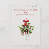Christmas Mistletoe, watercolor Christmas  シーズンポストカード (正面/裏面)