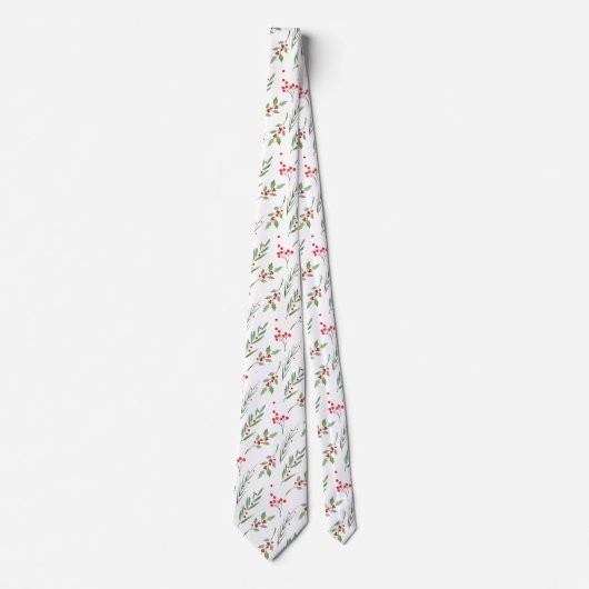 Christmas Mixed Botanical Pattern  Neck Tie ネクタイ (正面)