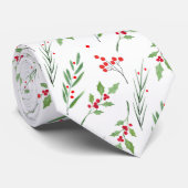 Christmas Mixed Botanical Pattern  Neck Tie ネクタイ (ロール)