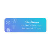 Christmas Modern Purple Blue Snowflake Address ラベル (正面)