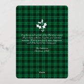 Christmas Modern Tartan Plaids Family Green Photo 箔シーズンカード (裏面)