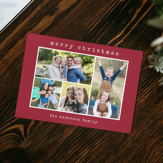 Christmas Modern Typewriter  4 Photo Collage シーズンカード