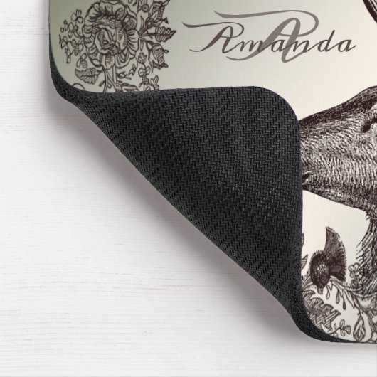 Christmas Monogram Floral Reindeer Golden Winter マウスパッド (コーナー)