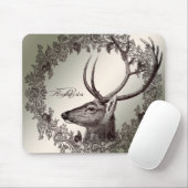 Christmas Monogram Floral Reindeer Golden Winter マウスパッド (マウス)