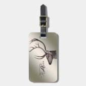 Christmas Monogram Floral Reindeer Golden Winter ラゲッジタグ (正面縦)