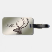 Christmas Monogram Floral Reindeer Golden Winter ラゲッジタグ (裏面横)