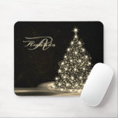 Christmas Monogram Golden Shiny Tree Winter Black マウスパッド (マウス)