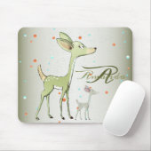 Christmas Monogram Green Deers Holidays Cute マウスパッド (マウス)