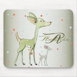 Christmas Monogram Green Deers Holidays Cute マウスパッド