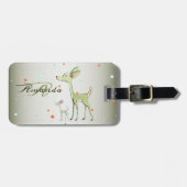 Christmas Monogram Green Deers Holidays Cute ラゲッジタグ (正面横)
