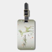 Christmas Monogram Green Deers Holidays Cute ラゲッジタグ (正面縦)