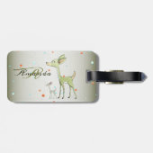 Christmas Monogram Green Deers Holidays Cute ラゲッジタグ (裏面横)