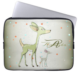 Christmas Monogram Green Deers Holidays Cute ラップトップスリーブ