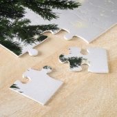 Christmas monogram Green Tree Red Silver Snowflake ジグソーパズル (側面)