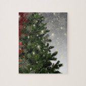 Christmas monogram Green Tree Red Silver Snowflake ジグソーパズル (縦)